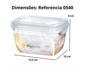 RISCHIOTO POTE RETANGULAR FLIPLOCK 550 ML ALTO